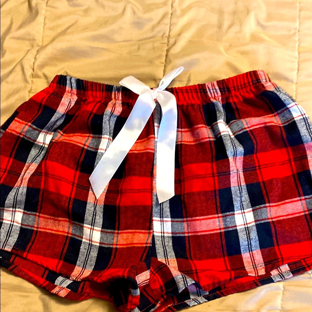 SHEIN Red and Blue Plaid Women's Shorts